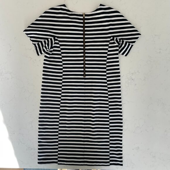 J. Crew Short Sleeve Striped Scoop Neck Dress Black + White Sz S - no fabric tag - Picture 6 of 9